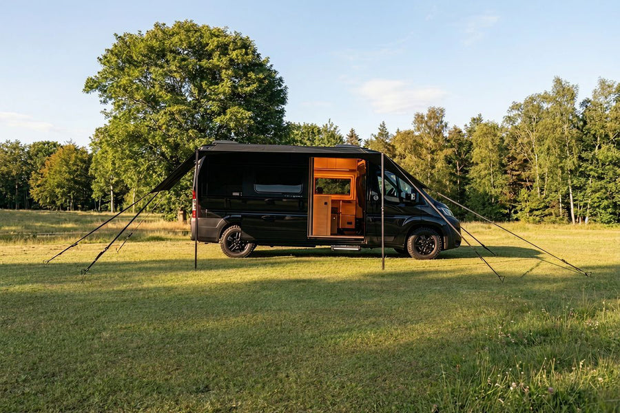 The NordicStealth sail out from the side of a black van.