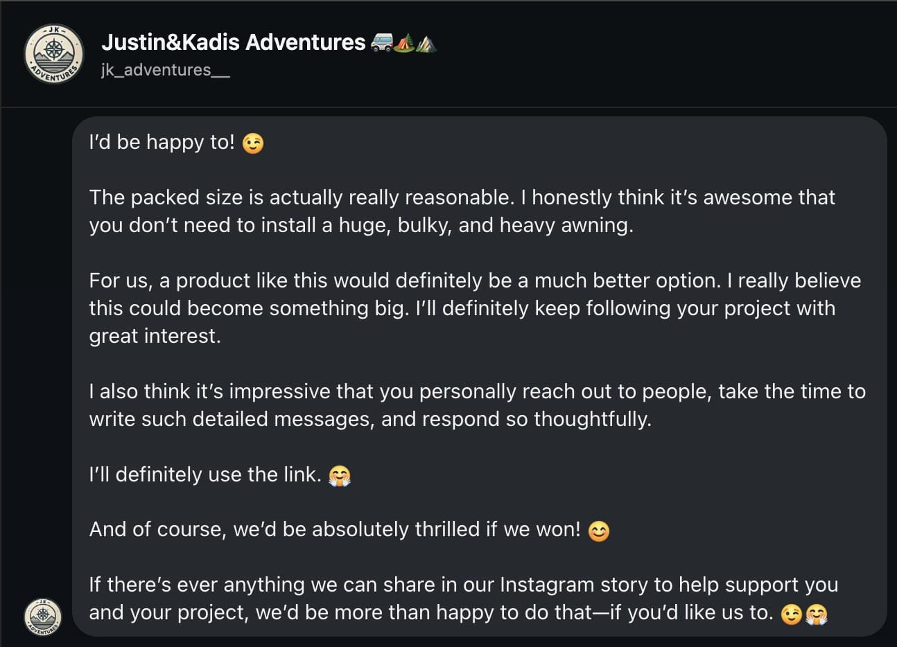 Feedback — Justin & Kadis Adventures