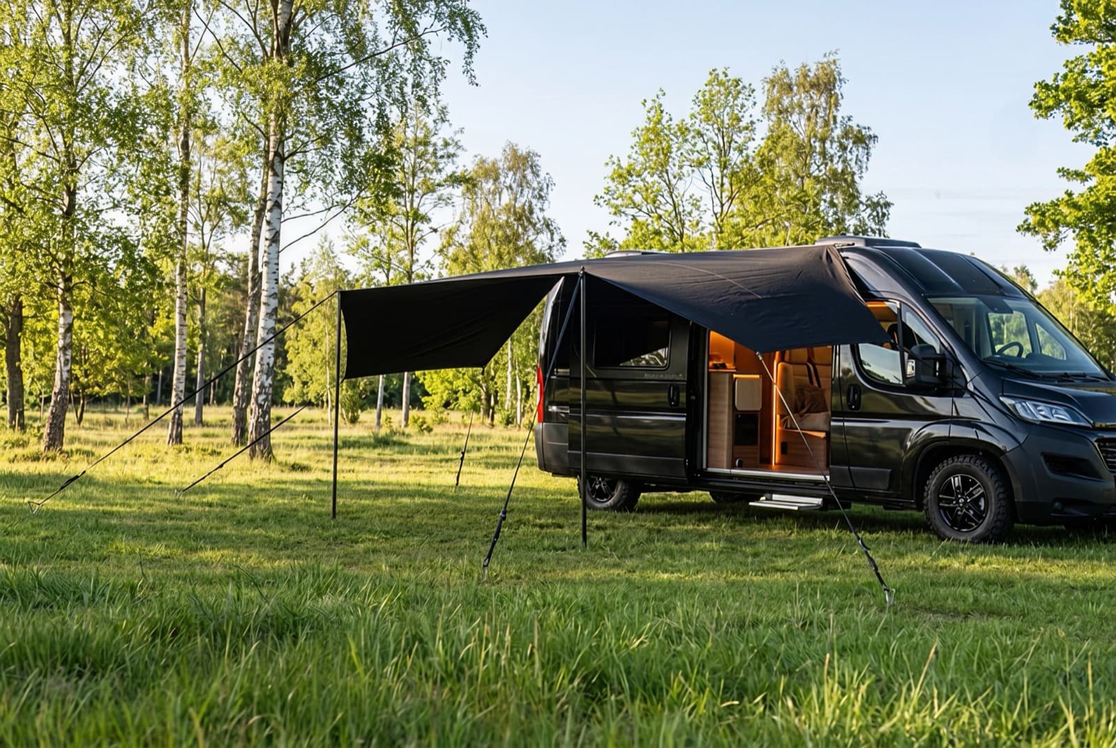 NordicStealth stealth awning deployed on a campervan